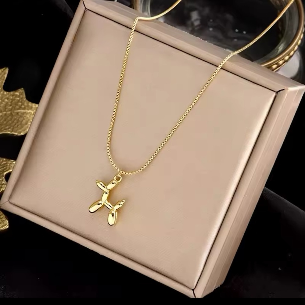 18k Gold Balloon Dog Pendant Necklace